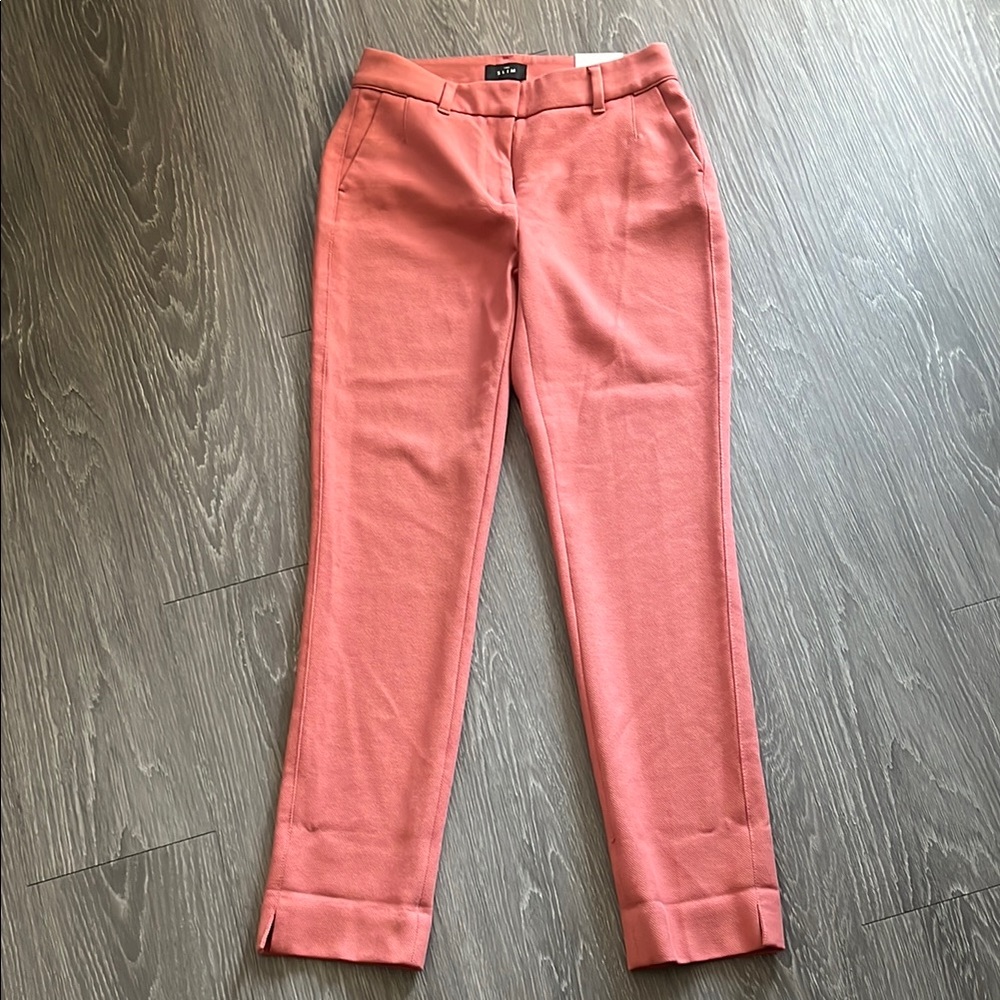 NEW White House Black Market Pink Salmon Coral Textured Dress Pants The Slim 00
